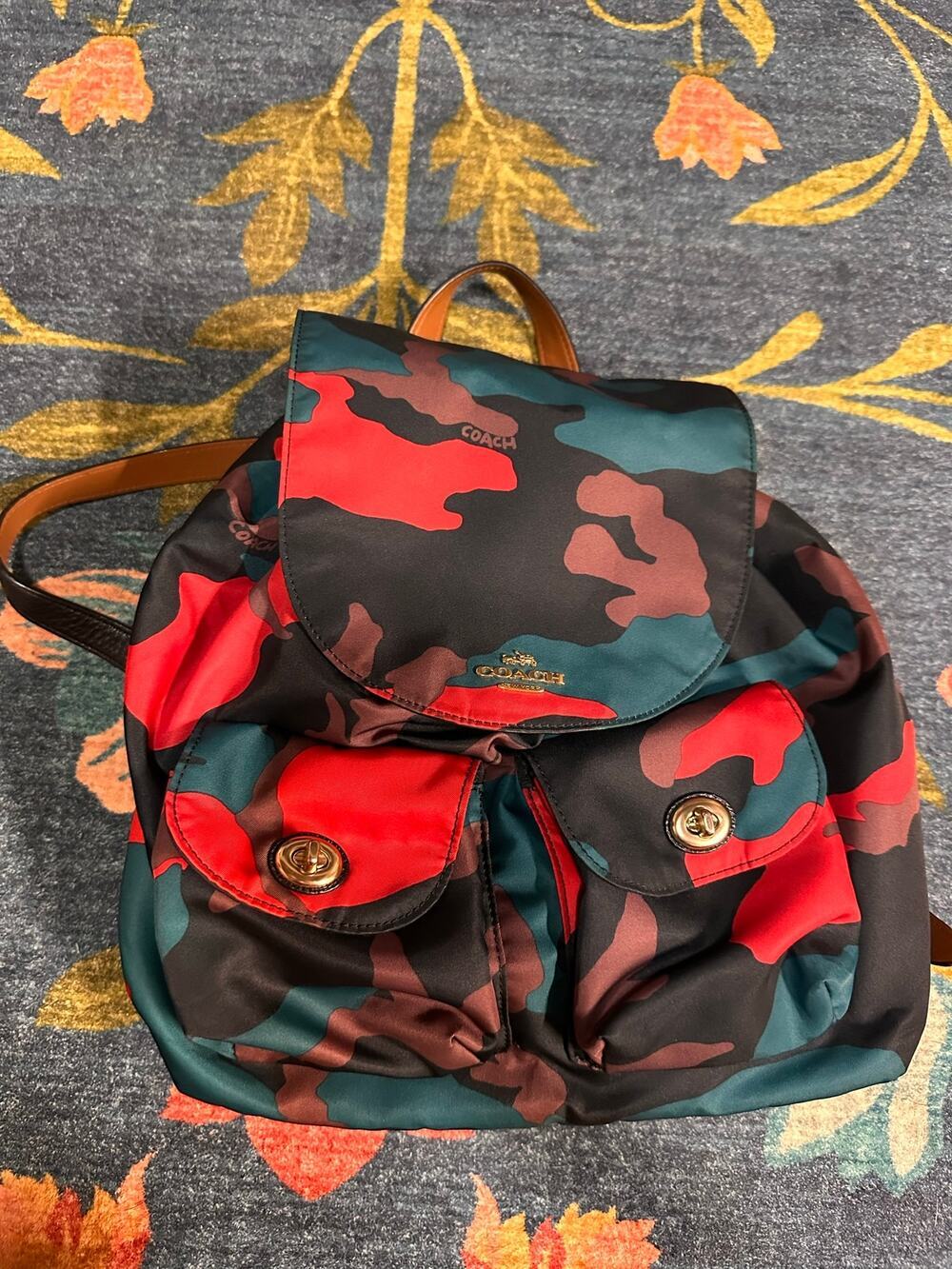 Coach Multicolor Camo Nylon Backpack